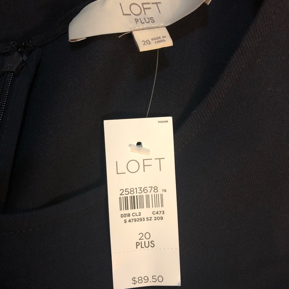 LOFT Plus sz 20 NWT Navy Pocket Flounce Dress - Picture 2 of 5